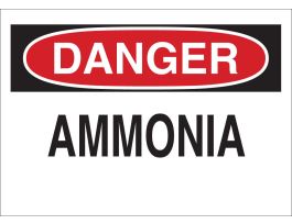 DANGER Ammonia Sign, 10" H x 14" W x 0.035" D, Aluminum