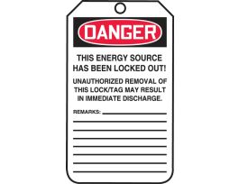 Safety Tags, 5 3/4" x 3 1/4", DANGER DO NOT OPERATE MAINTENANCE DEPARTMENT, (BACK) THIS ENERGY SOURCE HAS BEEN LOCKED OUT, PF-CARDSTOCK, 25/PK