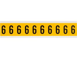 Outdoor Vinyl 1 in Black on Yellow Numbers 6 Card of 10 Labels