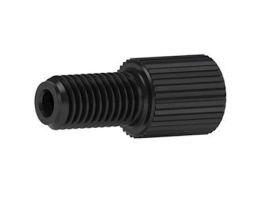 Flangeless Male Nut, Standard Knurl, Black Acetal, 1/8" OD Tubing, 1/4-28 Flat-Bottom; 10/Pk
