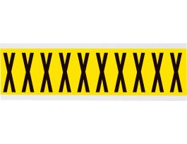 Repositionable Vinyl 2 in Black on Yellow, Letters X Card of 10 Labels