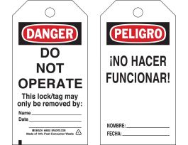 Tags DO NOT OPERATE THIS TAG MAY ONLY BE REMOVED Polyester 5.75x3 BK/RD/WH 25PK