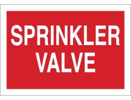 Sprinkler Valve Sign, 7" H x 10" W x 0.006" D, White on Red, Polyester