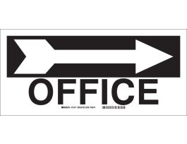 Office Sign, 6.5" H x 14" W x 0.006" D, Polyester, Arrow Direction: Right