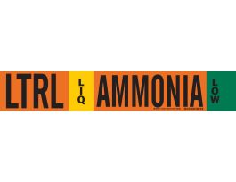 LTRL LIQ AMMONIA LOW Pipe Marker, 4" H x 24" W, Fits Pipes 8" Dia. or Larger