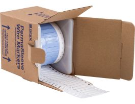 PermaSleeve Heat Shrink Wire and Cable Labels 1/8" Dia for 3" Core Printers - 1.5" White Single-Sided