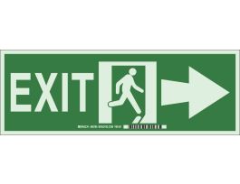 BradyGlo Exit Sign, 5" H x 14" W x 0.063" D, Arrow Direction: Right