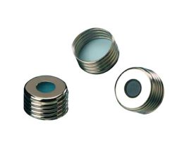 Screw Cap, Magnetic Silver, 18 mm, Silicone White/Red PTFE Septa; 1000/pk