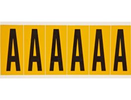 Outdoor Vinyl 3 in Black on Yellow Letters A Card of 6 Labels