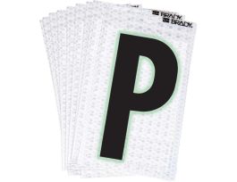 Glow in the Dark 2 in Black, Green Glow on Silver Letter P 10/PK