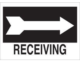Receiving Sign, 10" H x 14" W x 0.06" D, Polystyrene, Arrow Direction: Right