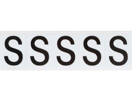 Vinyl 1.938 in Numbers and Letters Black on White S Card of 5 Labels