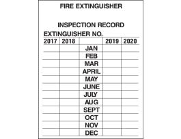 Tag FIRE EXTINGUISHER INSPECTION RECORD Aluminum 3x2.25 Black on Silver 10/PK