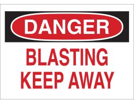 DANGER Blasting Keep Away Sign, 14" H x 20" W x 0.1" D, Fiberglass