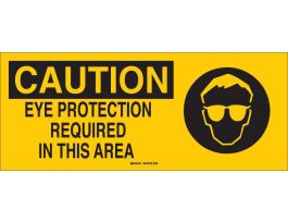 CAUTION Eye Protection Required In This Area Sign, 7" H x 17" W x 0.1" D, Fiberglass