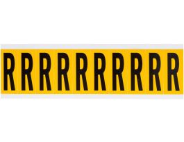 Outdoor Vinyl 1.938 in Black on Yellow Letters R Card of 10 Labels