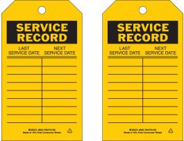 Safety Inspection Tag SERVICE RECORD Heavy Duty Polyester 7x4 BK/YLw 10PK