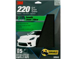 3M™ Wetordry™ Sandpaper, 32043, 9 in x 11 in, 220 grit, 5 per pack, 20 per case