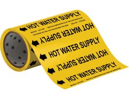 Hot Water Supply Pipe Marker, 30' H x 8" W x 30' L, Roll of 30', Fits Pipes 2" Dia. or Smaller