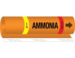 LIQ AMMONIA HIGH Pipe Marker, 9" H x 8" W, Fits Pipes 1.5" Dia. Thru 2.375" Dia.