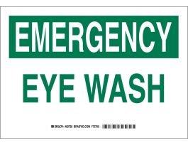 EMERGENCY Eye Wash Sign, 7" H x 10" W x 0.006" D, Polyester