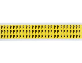 Repositionable Vinyl 0.375 in Black on Yellow, Letters P Card of 78 Labels