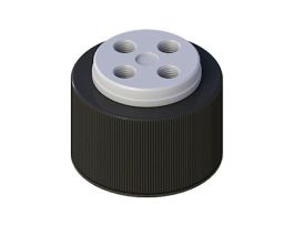 Solvent Delivery Cap with EPDM Air Inlet Valve, Four 1/4-28 ports, GL38; 1/EA