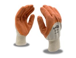 RUFFIAN™ PREMIUM RUBBER DIPPED, JERSEY LINED, ORANGE CRINKLE FINISH, KNIT WRIST