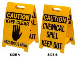 CAUTION Reversible Floor Stands, CHEMICAL SPILL KEEP OUT