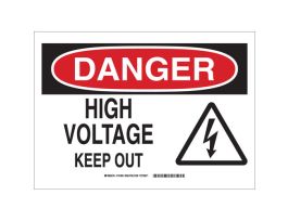 DANGER High Voltage Keep Out w/Pictogram Sign, 10" H x 14" W x 0.035" D, Aluminum
