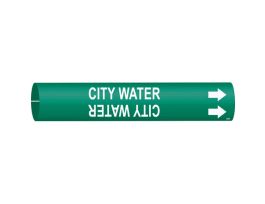 City Water Pipe Marker, 0.875" H x 0.875" W, Fits Pipes 1.5" Dia. Thru 2.375" Dia.