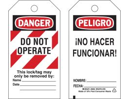 Tags DO NOT OPERATE THIS TAG MAY ONLY BE REMOVED Polyester 5.75x3 BK/RD/WH 25PK