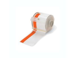 All Weather Permanent Adhesive Vinyl Label Tape for GlobalMark Printer - 4" Warning Header 1" Stripe
