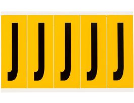 Outdoor Vinyl 3.875 in Black on Yellow Letters J Card of 5 Labels