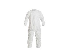Tyvek® IsoClean® Coverall. Collar, Bound Seams and Neck. Elastic thumb loops. Covered Elastic Wrists and Ankles. Zipper Closure, Bulk Pack, 25/CS, White