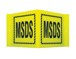 V MSDS Sign, 8" H x 15" W x 6" D, Acrylic