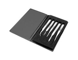 Stainless Steel Tweezer Set of 5 w/Case