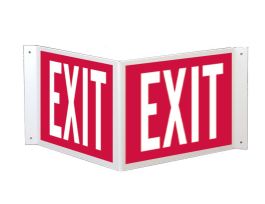 V Exit Sign, 12" H x 18" W x 0.1" D, Plastic