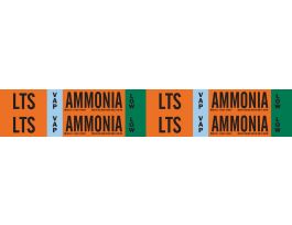 LTS VAP AMMONIA LOW Pipe Marker, 1.125" H x 7" W, Card of 4 Each, Fits Pipes 0.75" Dia. Thru 2.375" Dia.