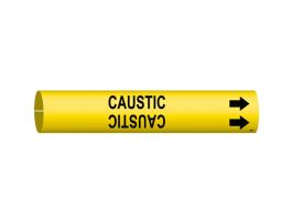 CAUSTIC Pipe Marker, 0.8125" H x 0.8125" W, Fits Pipes 0.75" Dia. Thru 1.375" Dia.