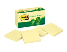 Post-it® Notes 654-RP, 3 in x 3 in Canary Yellow