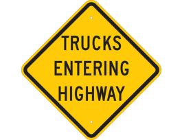 Trucks Entering Highway Sign, 24" H x 24" W x 0.035" D, Aluminum