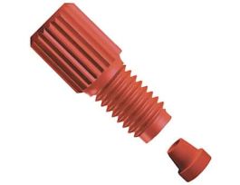 VacuTight Fitting, Short, Headless, Red PEEK, 1/16" OD Tubing, 10-32 Flat Bottom; 1/EA