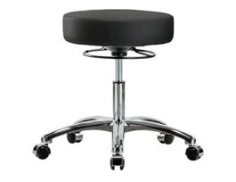 Ergonomic Stool, Vinyl, Desk Height, Black, Chrome Casters