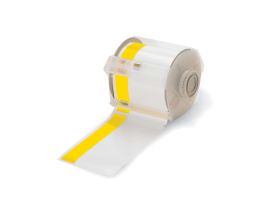 All Weather Permanent Adhesive Vinyl Label Tape for GlobalMark Printer - 4" Caution Header Stripe