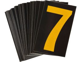 BradyLite 1 in Reflective Numbers Yellow on Black, 7 25/PK