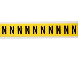 Repositionable Vinyl 1 in Black on Yellow, Letters N Card of 10 Labels