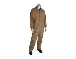 8 Cal FR Dual Cert. 7oz. Coverall, Bug Repel, NFPA 70E & 2112, Tan, LG