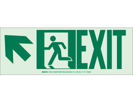 BradyGlo NYC Approved Exit With Running Man And Up Left Arrow Sign, 5" H x 14" W x 0.045" D, Aluminum