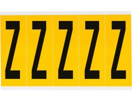 Outdoor Vinyl 3.875 in Black on Yellow Letters Z Card of 5 Labels